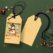  Sneeuwman - Vrolijk kerstcadeau label Cadeaulabel