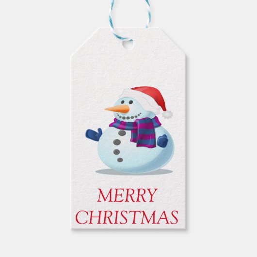 Sneeuwman Vrolijk Kerstcadeau Labels Cadeaulabel (Voorkant)