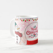 sneeuwman vrolijk kerstfeest koffiemok (Voorkant links)