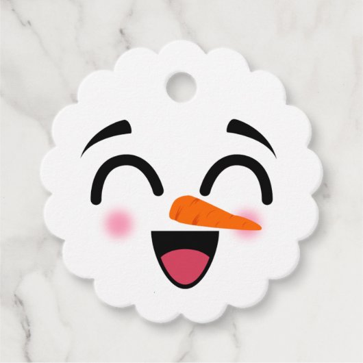 Sneeuwman Vrolijk Kerstfeest Schattige Lachend Gez Bedankjes Labels (Voorkant)