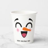 Sneeuwman Vrolijk Kerstfeest Schattige Lachend Gez Papieren Bekers (Voorkant)