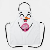 Sneeuwman Vrolijk Kerstfeest Schattige Lachend Gez Schort (Voorkant)