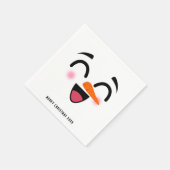 Sneeuwman Vrolijk Kerstfeest Schattige Lachend Gez Servet (Hoek)