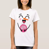 Sneeuwman Vrolijk Kerstfeest Schattige Lachend Gez T-shirt (Voorkant)