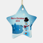 Sneeuwman Vrolijk Kerstfeest Stervormig Ornament (Rechts)
