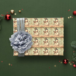  Sneeuwman - Vrolijk kerstinpakpapier Cadeaupapier