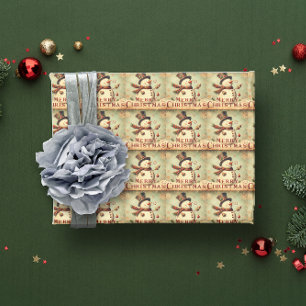  Sneeuwman - Vrolijk kerstinpakpapier Cadeaupapier