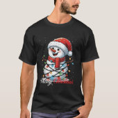 Sneeuwman Vrolijk Kerstlicht Kerstman Hoed Kerstsn T-shirt (Voorkant)