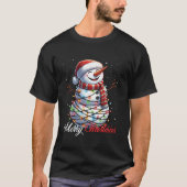Sneeuwman Vrolijk Kerstlicht Kerstman Hoed Kerstsn T-shirt (Voorkant)