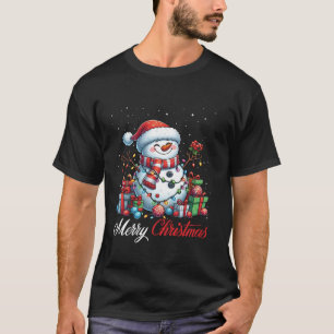 Sneeuwman Vrolijk Kerstlicht Kerstman Hoed Kerstsn T-shirt