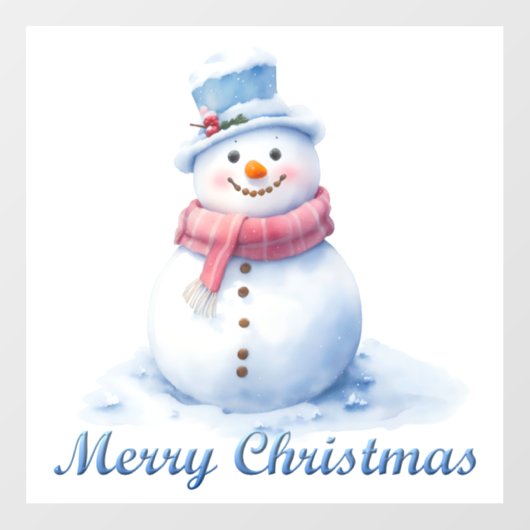 Sneeuwman Vrolijk Kerstmis Venster Cling Raamsticker (Vel)