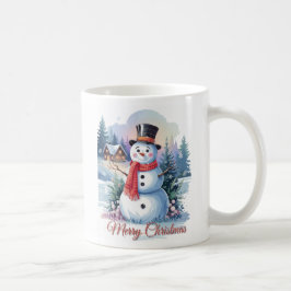 Sneeuwman Vrolijk Kerstmis Water Kleuren Koffiemok