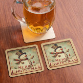  Sneeuwman - Vrolijk kerstpapier onderzetter