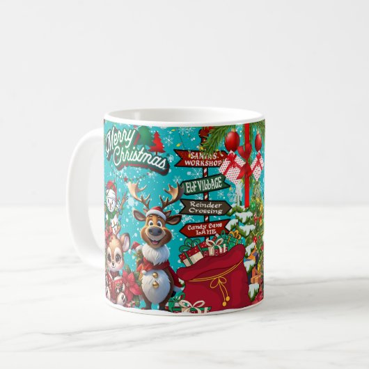 sneeuwman, vrolijk koffiemok (Voorkant links)