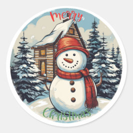 Sneeuwman Vrolijke Kerstmis Sticker