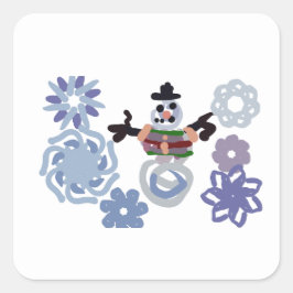 Sneeuwman warm vierkante sticker
