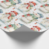Sneeuwman Waterverf Kerstmis Cadeaupapier (Hoek)
