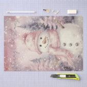 Sneeuwman Waterverf Roze Winter Kerstmis Tissuepapier (Craft)