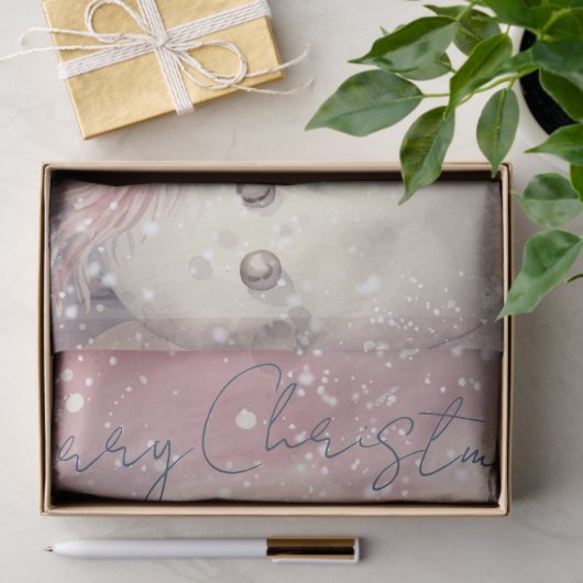 Sneeuwman Waterverf Roze Winter Kerstmis Tissuepapier (Geschenk)