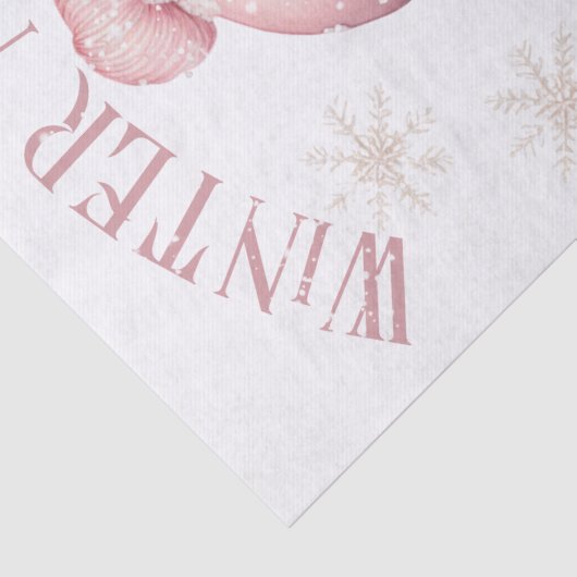 Sneeuwman Waterverf Roze Winter Kerstmis Tissuepapier (Detail)