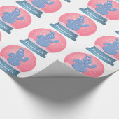 Sneeuwman wereldbol roze en blauw cadeaupapier (Hoek)
