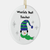 Sneeuwman Werelds Beste Leraar Keramisch Ornament (Rechts)
