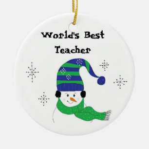Sneeuwman Werelds Beste Leraar Keramisch Ornament