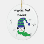 Sneeuwman Werelds Beste Leraar Keramisch Ornament (Links)