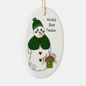 Sneeuwman Werelds Beste Leraar Keramisch Ornament (Rechts)