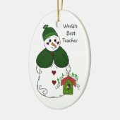 Sneeuwman Werelds Beste Leraar Keramisch Ornament (Links)