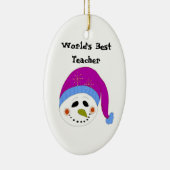 Sneeuwman Werelds Beste Leraar Keramisch Ornament (Rechts)