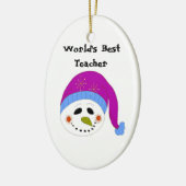 Sneeuwman Werelds Beste Leraar Keramisch Ornament (Links)