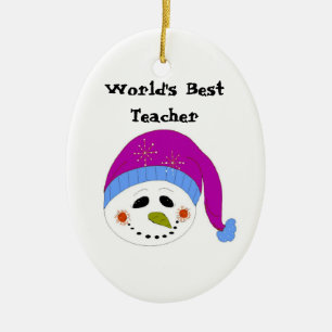 Sneeuwman Werelds Beste Leraar Keramisch Ornament