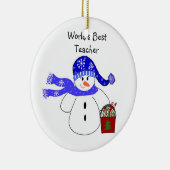 Sneeuwman Werelds Beste Leraar Keramisch Ornament (Rechts)
