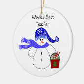 Sneeuwman Werelds Beste Leraar Keramisch Ornament (Links)