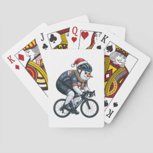 Sneeuwman Wielrenner Kerstmis 2026 Vakantie Wielre Pokerkaarten