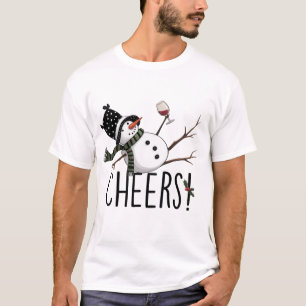 Sneeuwman Wijn Kerst Grappig Drinken Wijn Kerstman T-shirt