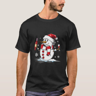 Sneeuwman Wijn Kerstmis Pyjama Santa Hat Schattige T-shirt