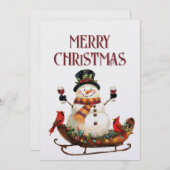 Sneeuwman Wijn Winter Kerstmis Feestdagenkaart (Voorkant / Achterkant)