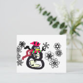 Sneeuwman winter  briefkaart (Staand voorkant)