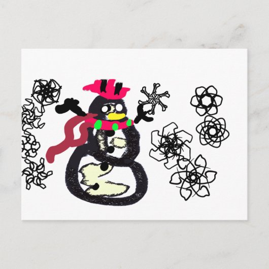 Sneeuwman winter  briefkaart (Voorkant)