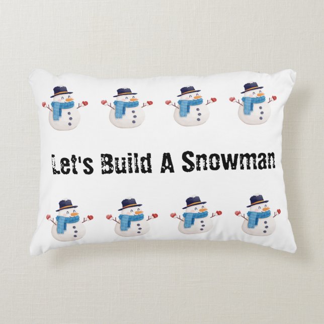 Sneeuwman Winter Fun Pillow Accent Kussen (Voorkant)