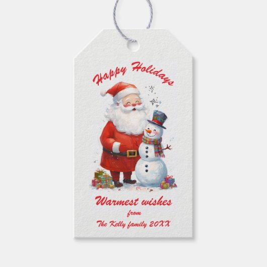 Sneeuwman Winter Kerstman Schattigee Gift Labels Cadeaulabel (Voorkant)