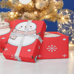 Sneeuwman Winter Magie Gezellig Schattig Cadeaupapier