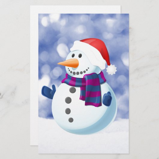 Sneeuwman Winter Vrolijke Kerstsneeuw Briefpapier (Voorkant / Achterkant)