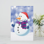 Sneeuwman Winter Vrolijke Kerstsneeuw Briefpapier (Staand voorkant)