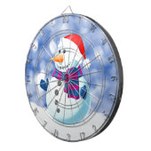 Sneeuwman Winter Vrolijke Kerstsneeuw Dartbord (Voorkant Rechts)