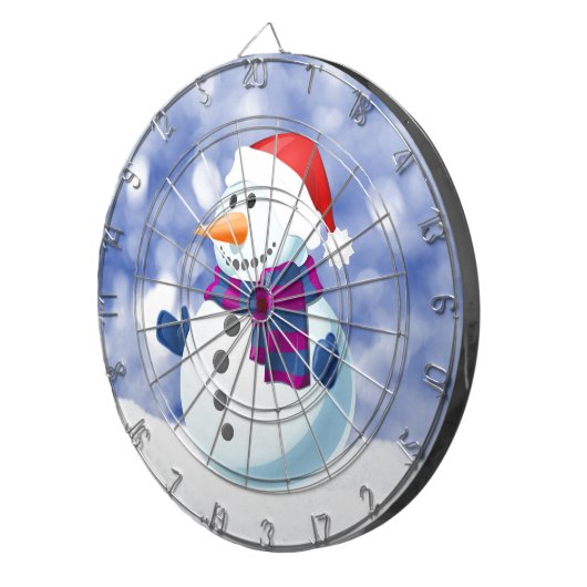 Sneeuwman Winter Vrolijke Kerstsneeuw Dartbord (Voorkant Rechts)