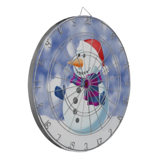 Sneeuwman Winter Vrolijke Kerstsneeuw Dartbord (Voorkant Links)