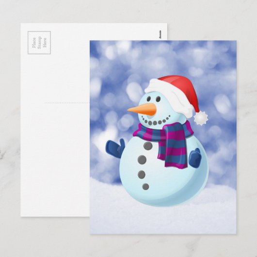 Sneeuwman Winter Vrolijke Kerstsneeuw Feestdagenkaart (Voorkant / Achterkant)